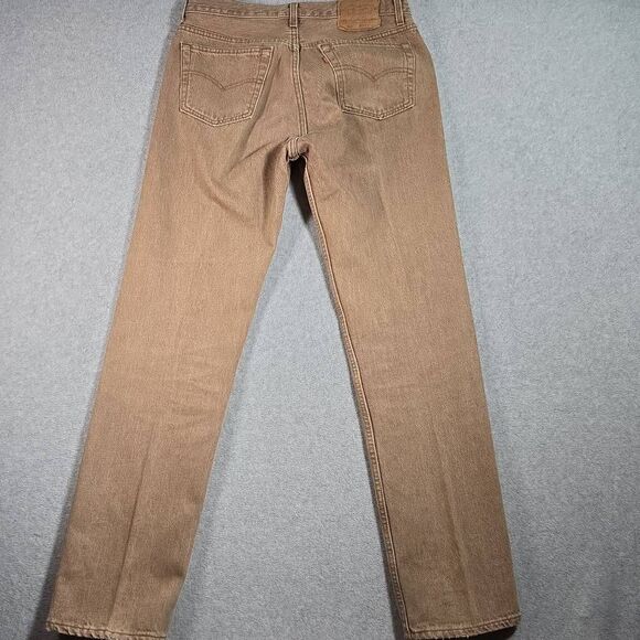 Levis 501 Vintage 90s USA Straight Leg Jeans 33x32 Brown Rare Wash 1994 - Picture 7 of 15